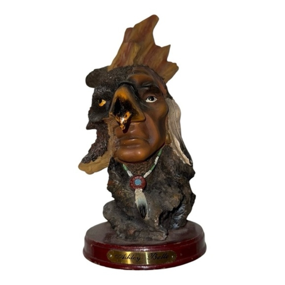 Ashley Belle Indian Warrior Hawk‎ Eagle Resin Figure Figurine Sculpture Art 8.5"
